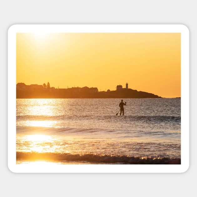 Long Sands Beach Long Beach York Maine Paddling by the Nubble Lighthouse Sticker by WayneOxfordPh